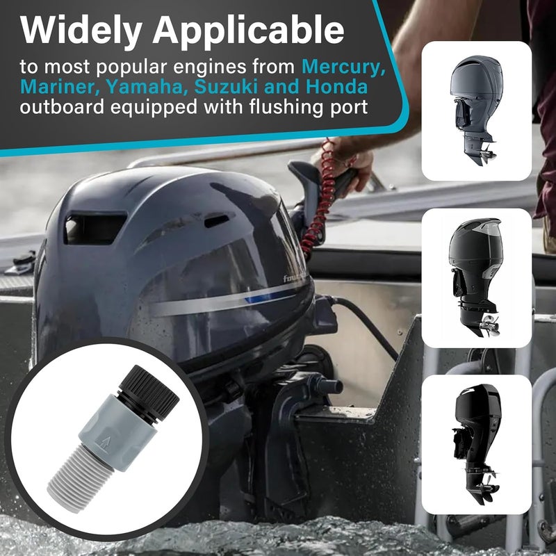 XCWT Outboard Engine Flush Kit for Mercury Suzuki Yamaha - Boat Motor Quick Connect Flush Hose Adapter for Flushing Away Salt, Sand and Silt from Mercury Mariner Yamaha Suzuki Honda Outboard Engine - Image 5